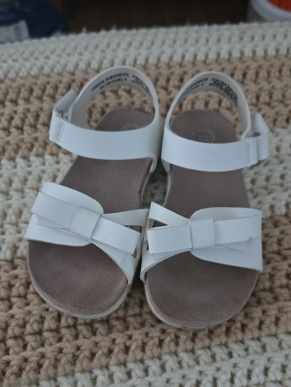 wonder nation White Bow Strap Sandals for Girls
